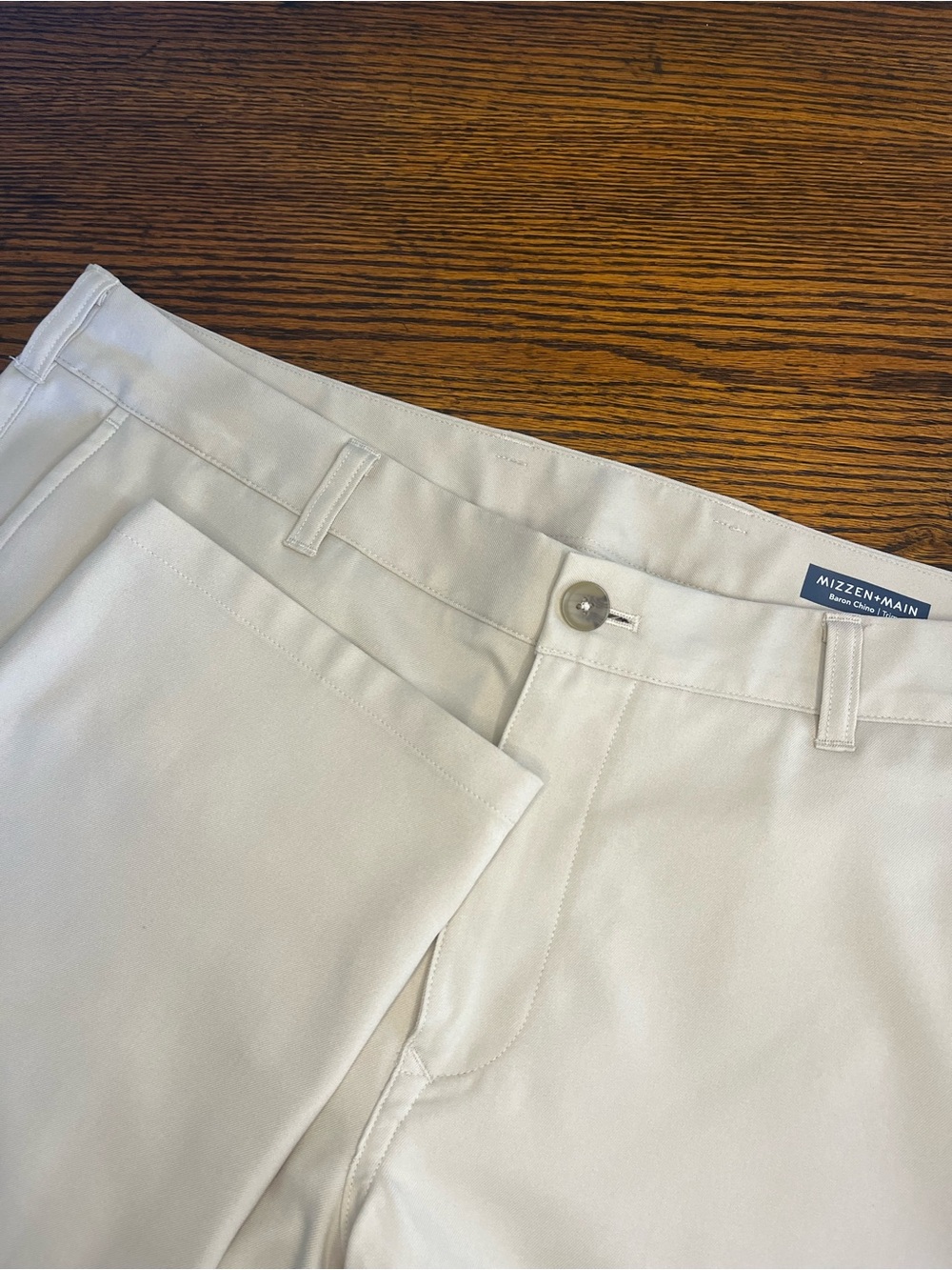 Mizzen Main Mens Baron Trim Fit Chino Pants Size 36x32 Beige Performance Golf
